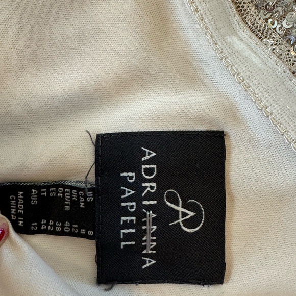 NWOT Adrianna Papell One Shoulder, Blouson Dress. Champagne, Sz 8 - Picture 3 of 7